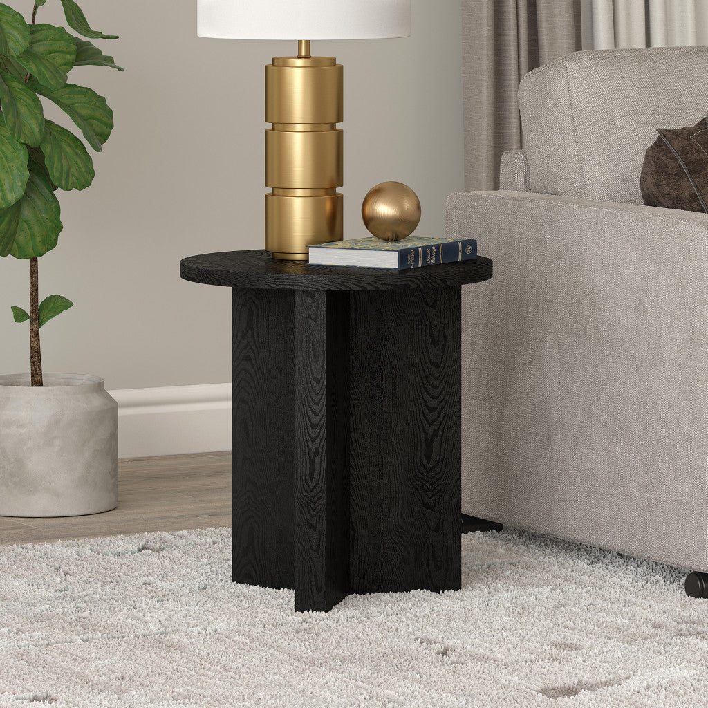 22" Black Wood Round End Table