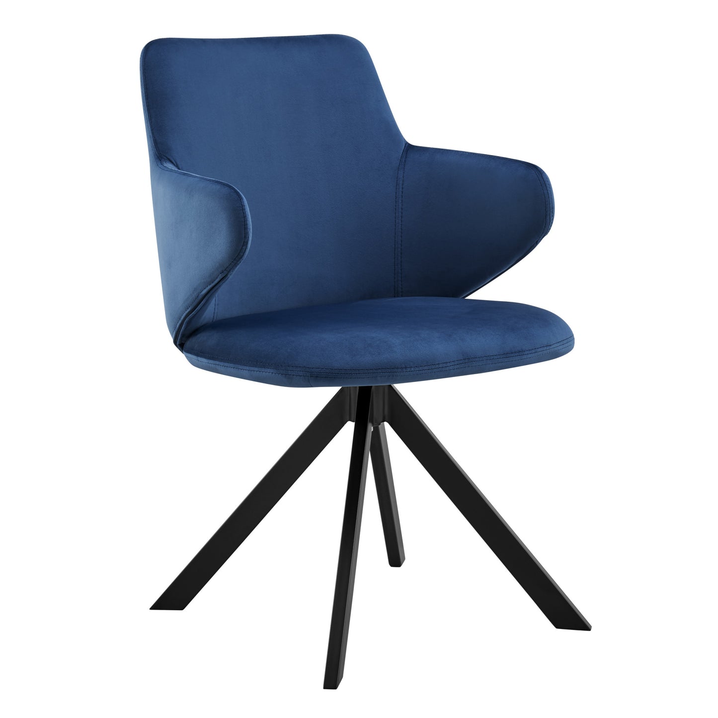 Blue And Black Upholstered Velvet Dining Arm Chair