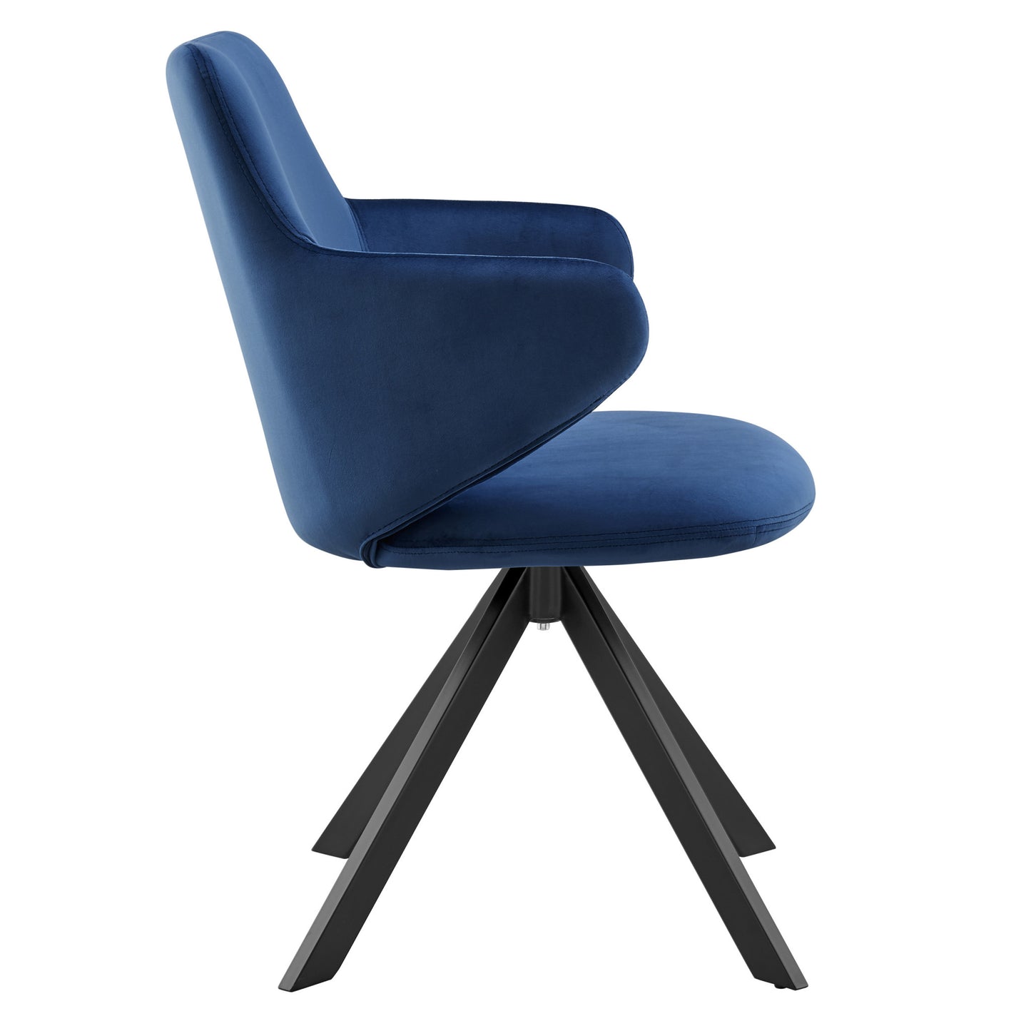 Blue And Black Upholstered Velvet Dining Arm Chair