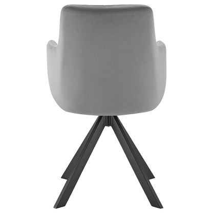 Gray And Black Upholstered Velvet Dining Arm Chair