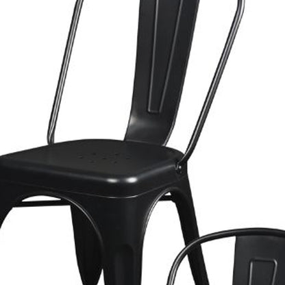 Set of Four Black Steel Dining Side Chairs