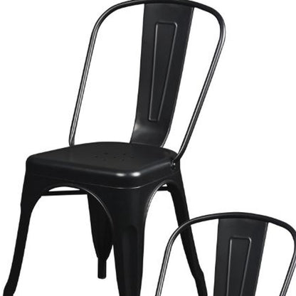 Set of Four Black Steel Dining Side Chairs