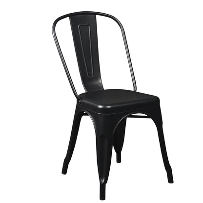 Set of Four Black Steel Dining Side Chairs