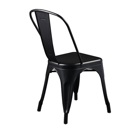 Set of Four Black Steel Dining Side Chairs