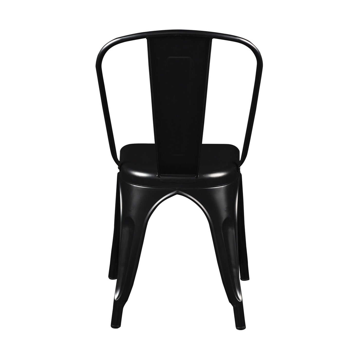 Set of Four Black Steel Dining Side Chairs