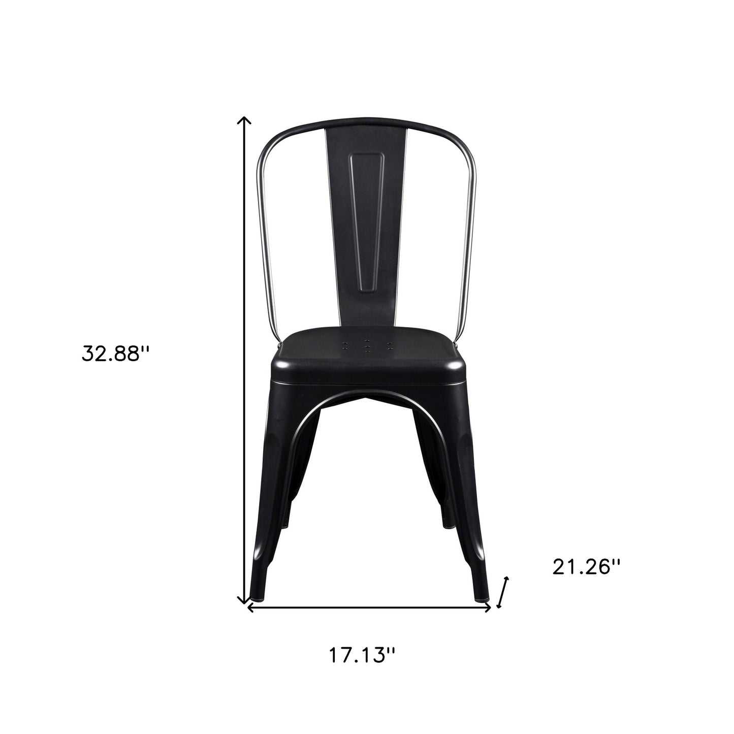 Set of Four Black Steel Dining Side Chairs