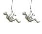 Set of Two 6" Silver Unique Climbing Man With Rope Wall Art