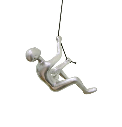 Set of Two 6" Silver Unique Climbing Man With Rope Wall Art