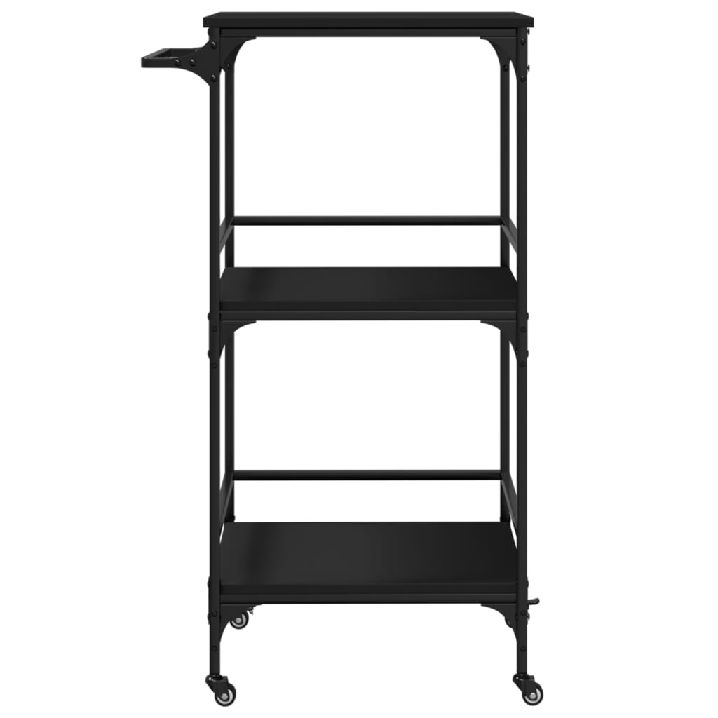 Kitchen Trolley Black 23.8"x19.7"x41.3" Engineered Wood