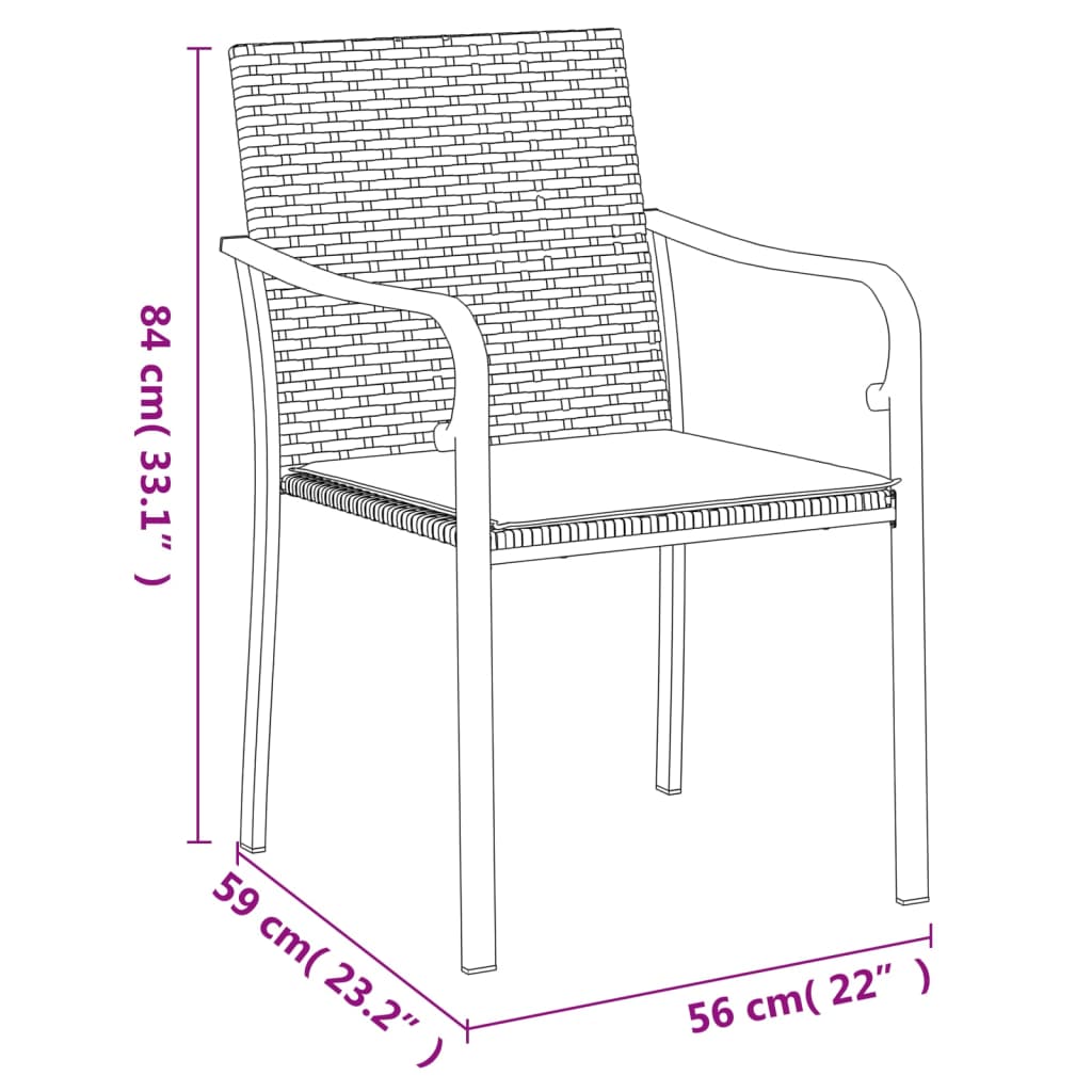 5 Piece Patio Dining Set with Cushions Poly Rattan and Steel