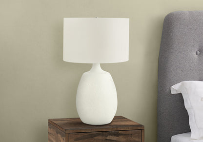 26" Cream Gourd Table Lamp With Cream Drum Shade