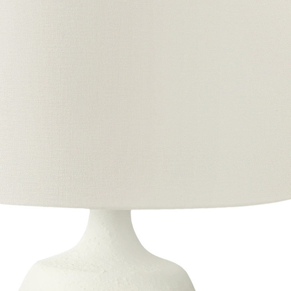 26" Cream Gourd Table Lamp With Cream Drum Shade