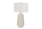 33" Ivory Ceramic Geometric Table Lamp With Cream Drum Shade