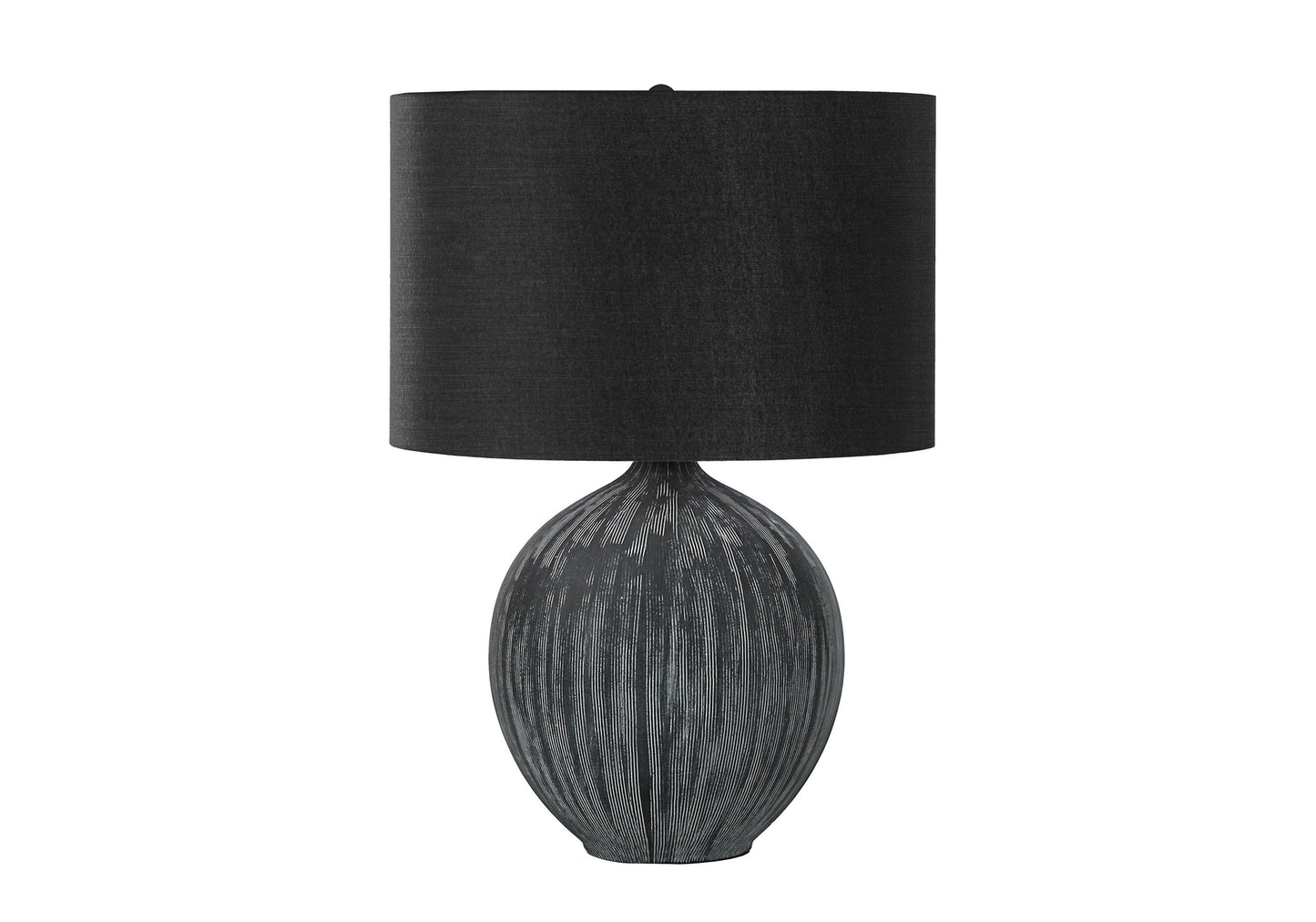 23" Black Ceramic Round Table Lamp With Black Drum Shade