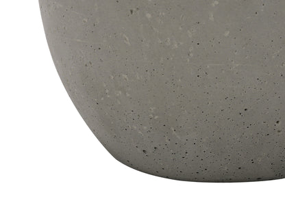 20" Gray Concrete Round Table Lamp With Ivory Drum Shade