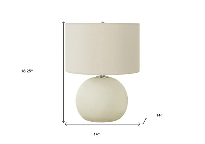 18" Cream Ceramic Round Table Lamp With Cream Drum Shade