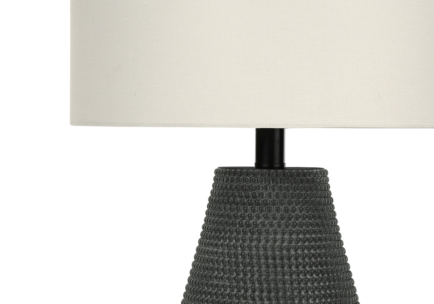 24" Black Round Table Lamp With Ivory Drum Shade