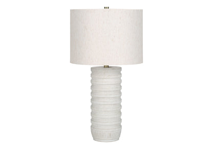 28" Cream Cylinder Table Lamp With Cream Drum Shade