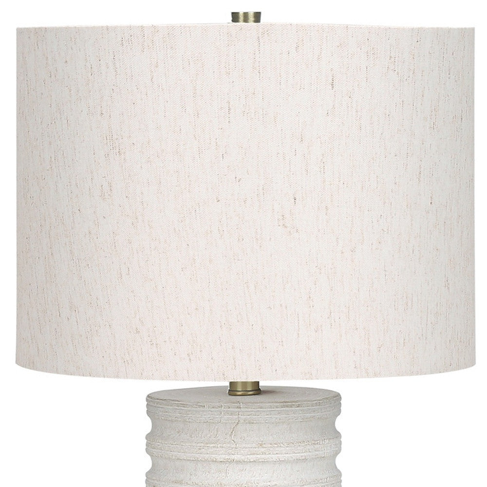 28" Cream Cylinder Table Lamp With Cream Drum Shade