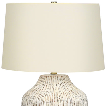 26" Cream Ceramic Round Table Lamp With Cream Empire Shade