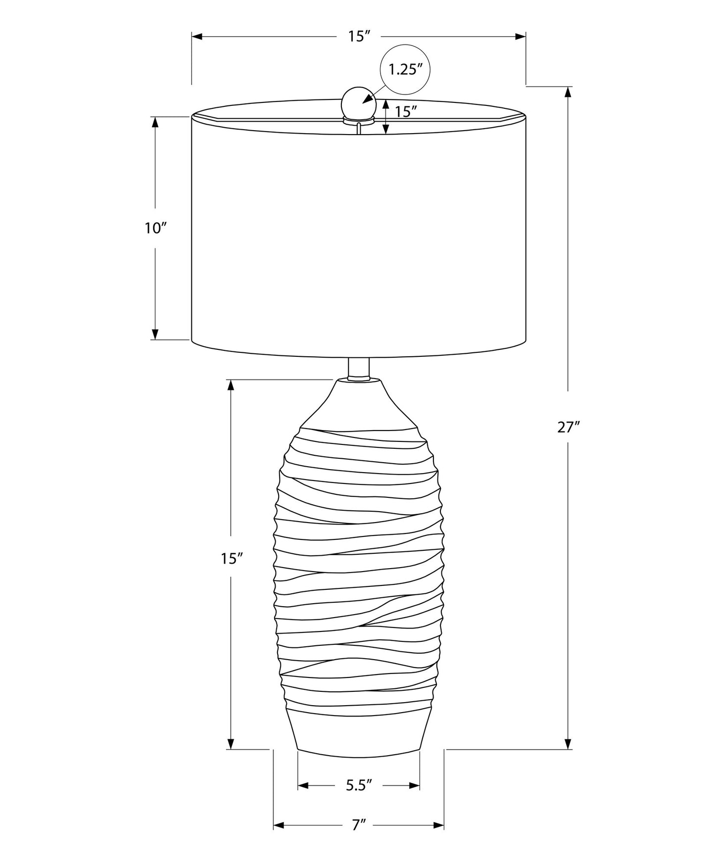 27" Gray Cylinder Table Lamp With Ivory Drum Shade