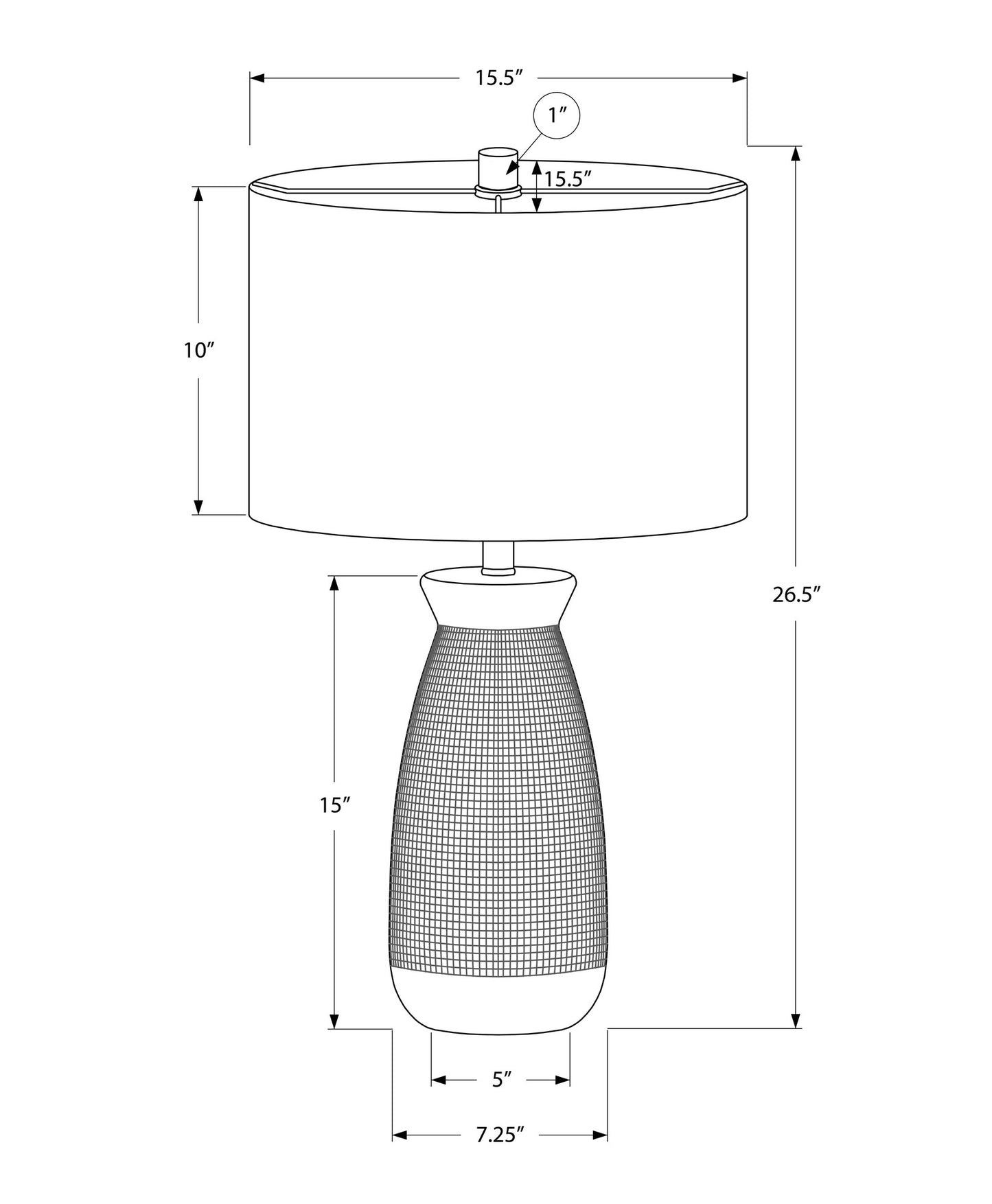 27" Gray and White Ceramic Round Table Lamp With Gray Drum Shade