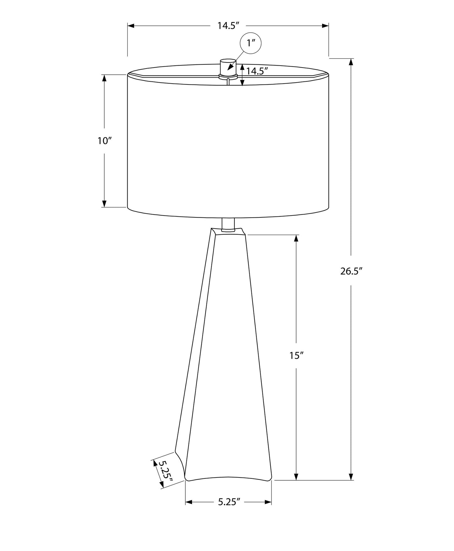 27" Black Geometric Table Lamp With Beige Drum Shade