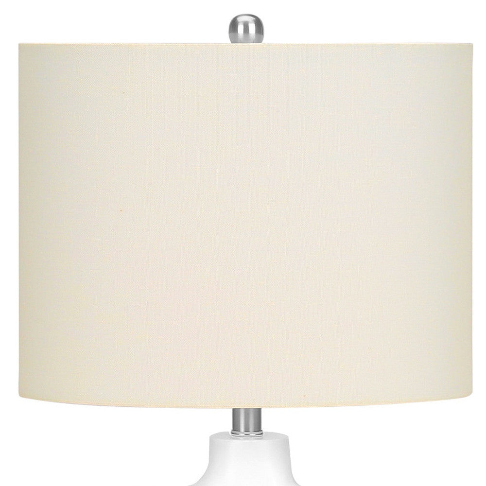 25" Cream Novelty Table Lamp With Cream Drum Shade