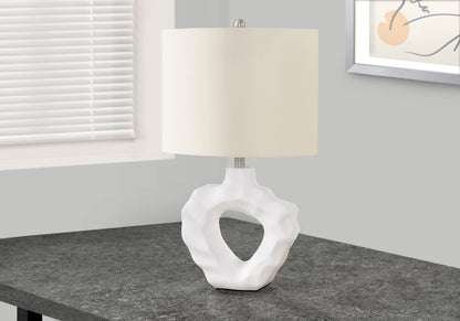 25" Cream Novelty Table Lamp With Cream Drum Shade