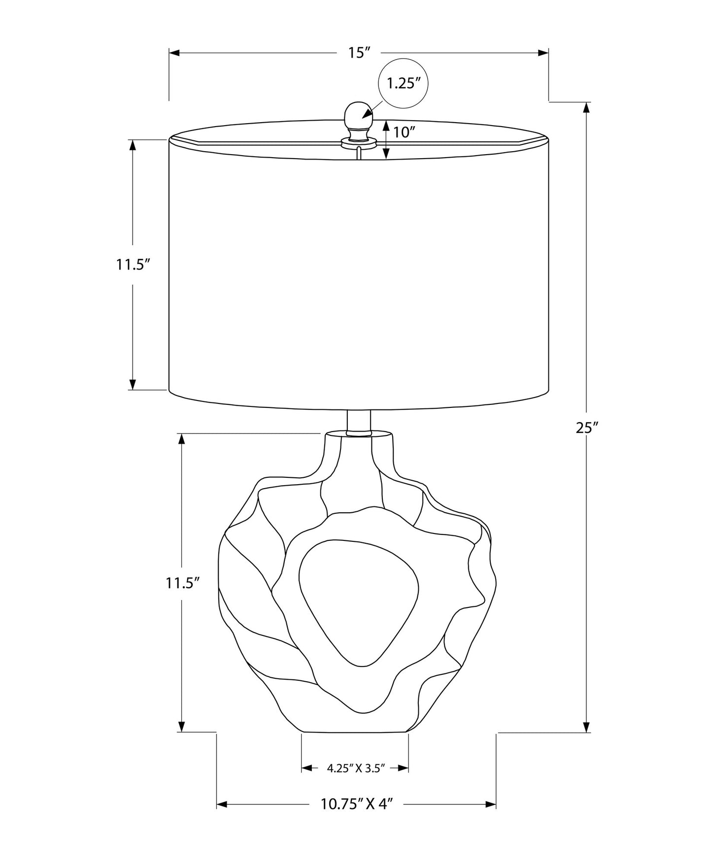 25" Cream Novelty Table Lamp With Cream Drum Shade