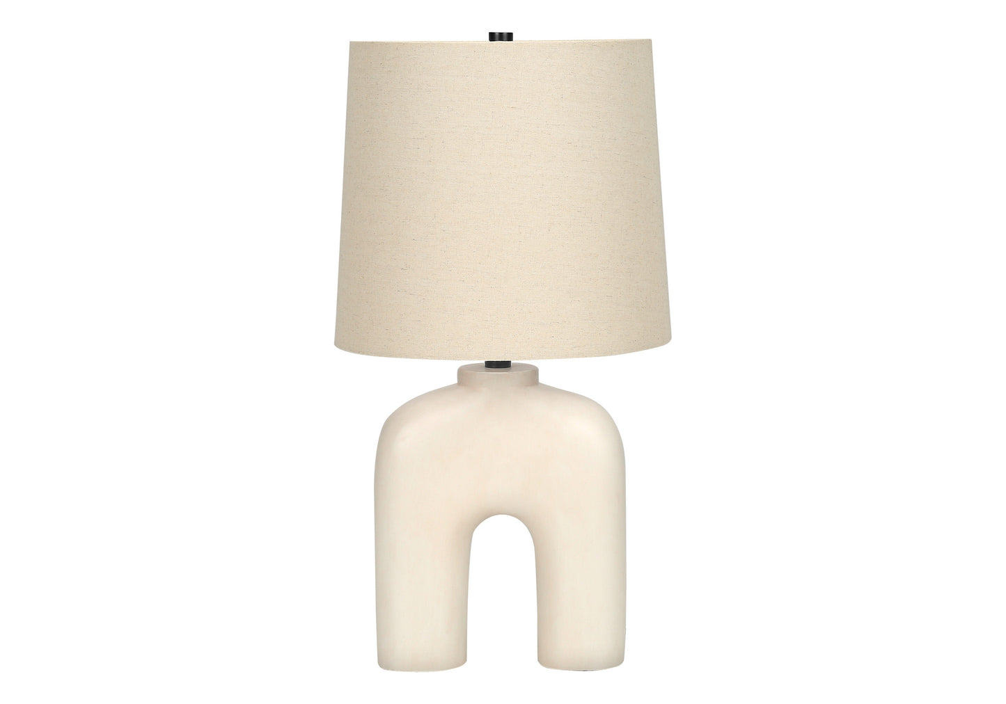 25" Cream Geometric Table Lamp With Beige Empire Shade