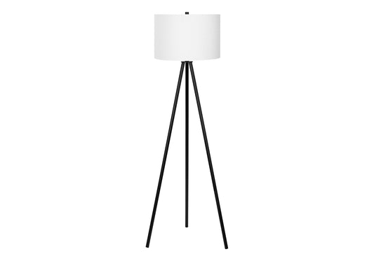 63" Matte Black Floor Lamp with Cream Drum Shade