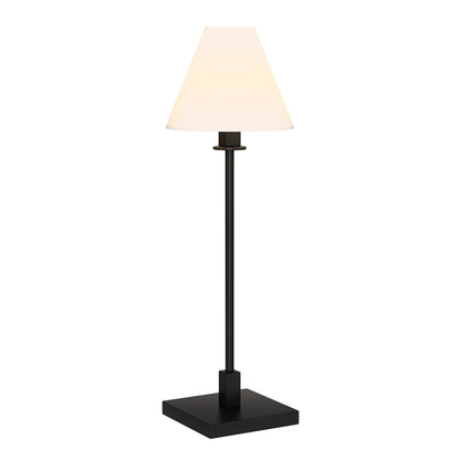 28" Black Metal Candlestick Table Lamp With White Cone Shade