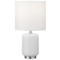 15" White and Silver Ceramic Cylinder Table Lamp With White Drum Shade