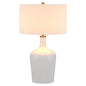 25" White Glass Urn Table Lamp With White Drum Shade