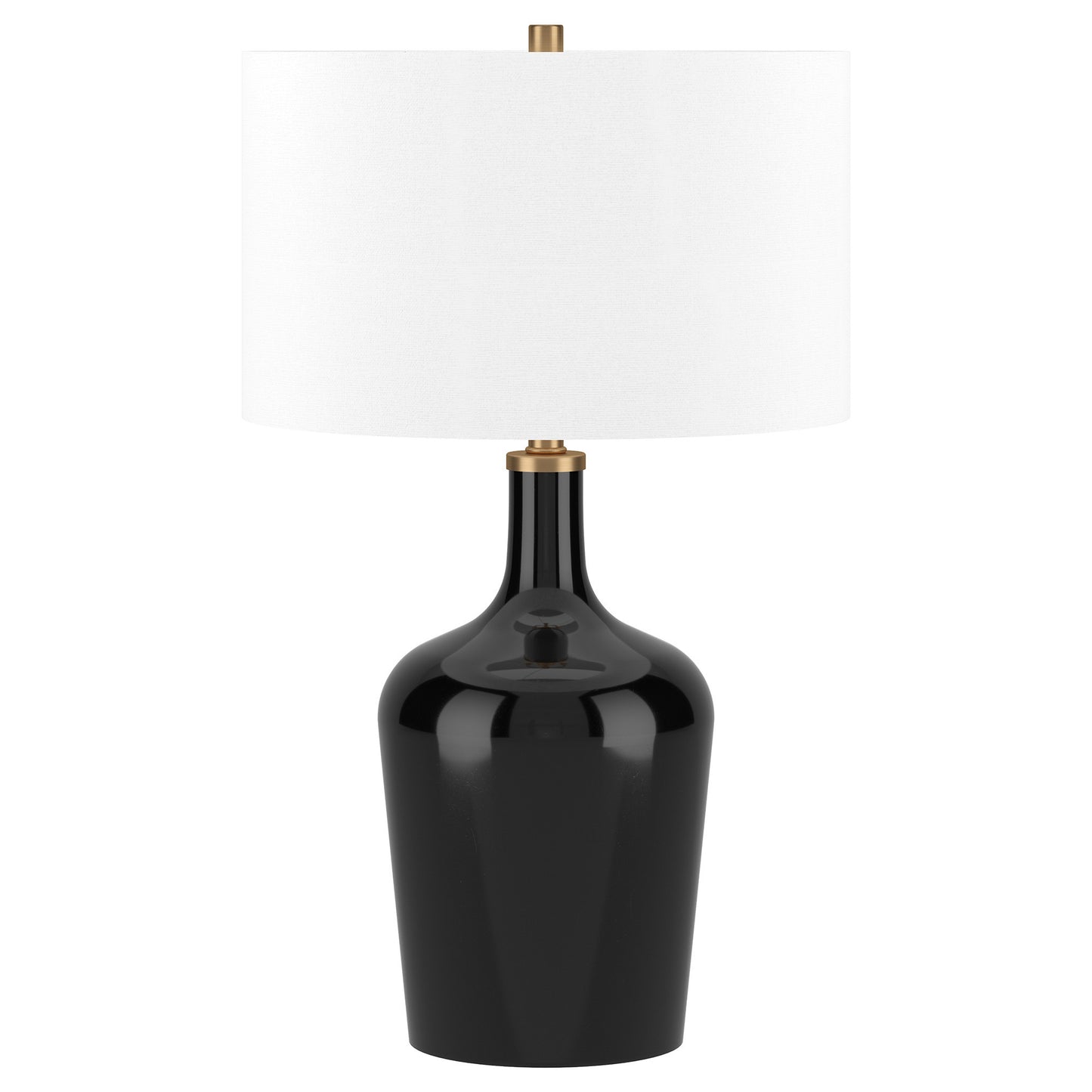 25" Black Glass Urn Table Lamp With White Drum Shade