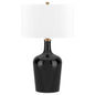 25" Black Glass Urn Table Lamp With White Drum Shade