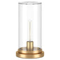 13" Brass Metal Table Lamp With Clear Cylinder Shade