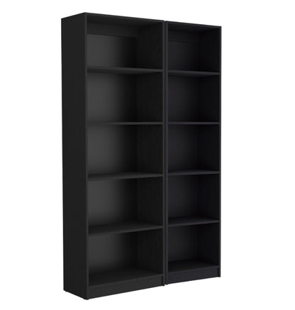 71" Black Five Tier Bookcase