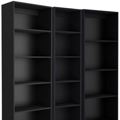 Set of Three Black Five Tier Bookcase