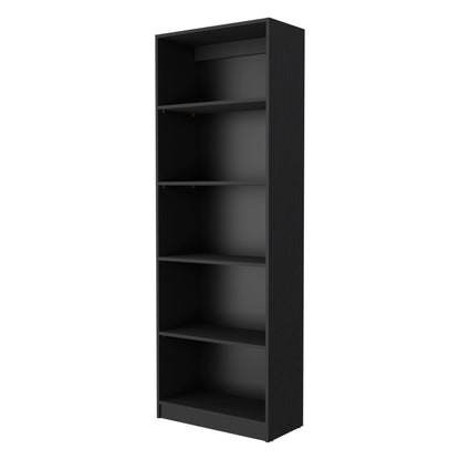 71" Black Four Tier Bookcase