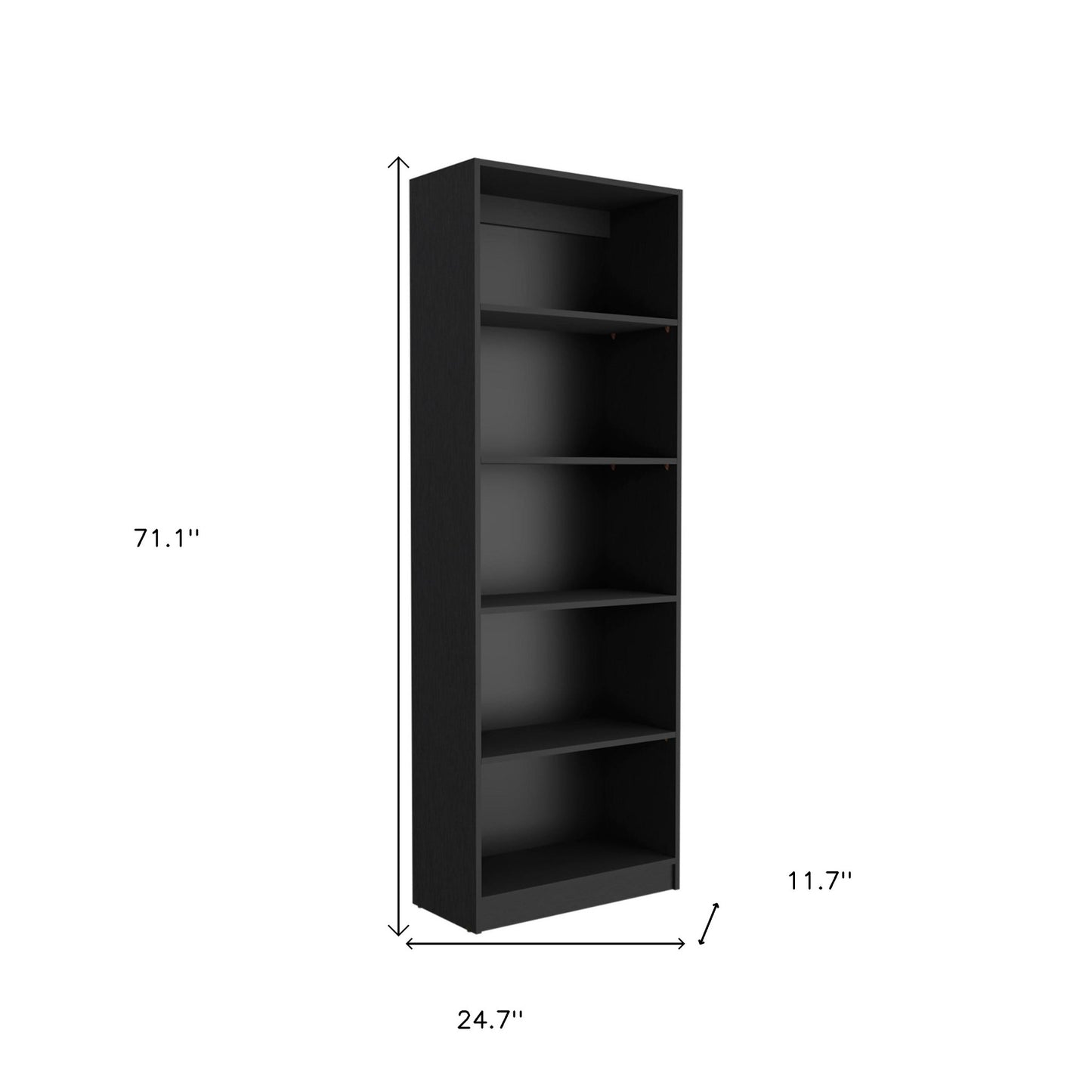 71" Black Four Tier Bookcase