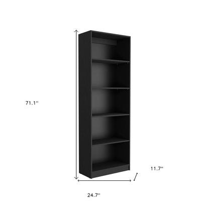 71" Black Four Tier Bookcase