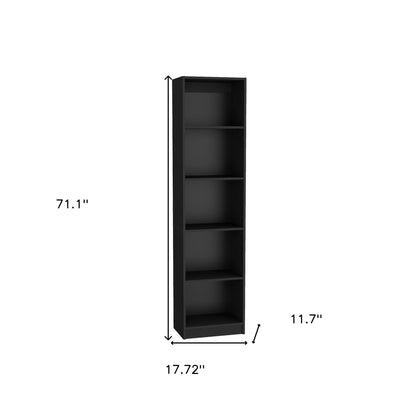 71" Black Four Tier Bookcase