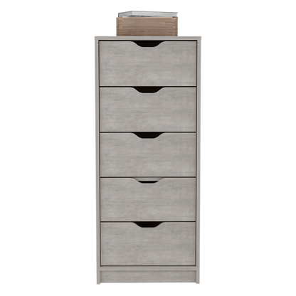 18" Gray Five Drawer Standard Chest