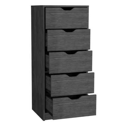 18" Gray Five Drawer Standard Chest