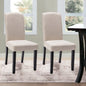 Set of Two Beige And Black Upholstered Polyester Dining Parsons Chairs