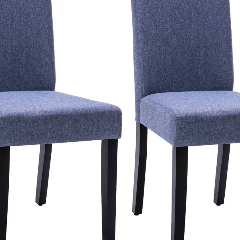 Set of Two Navy Blue And Black Upholstered Polyester Dining Parsons Chairs