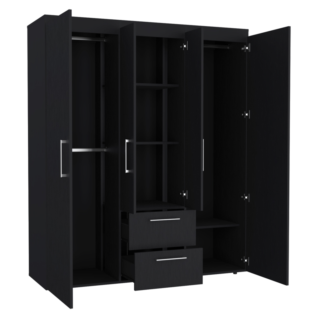 59" Black Two Drawer Combo Dresser