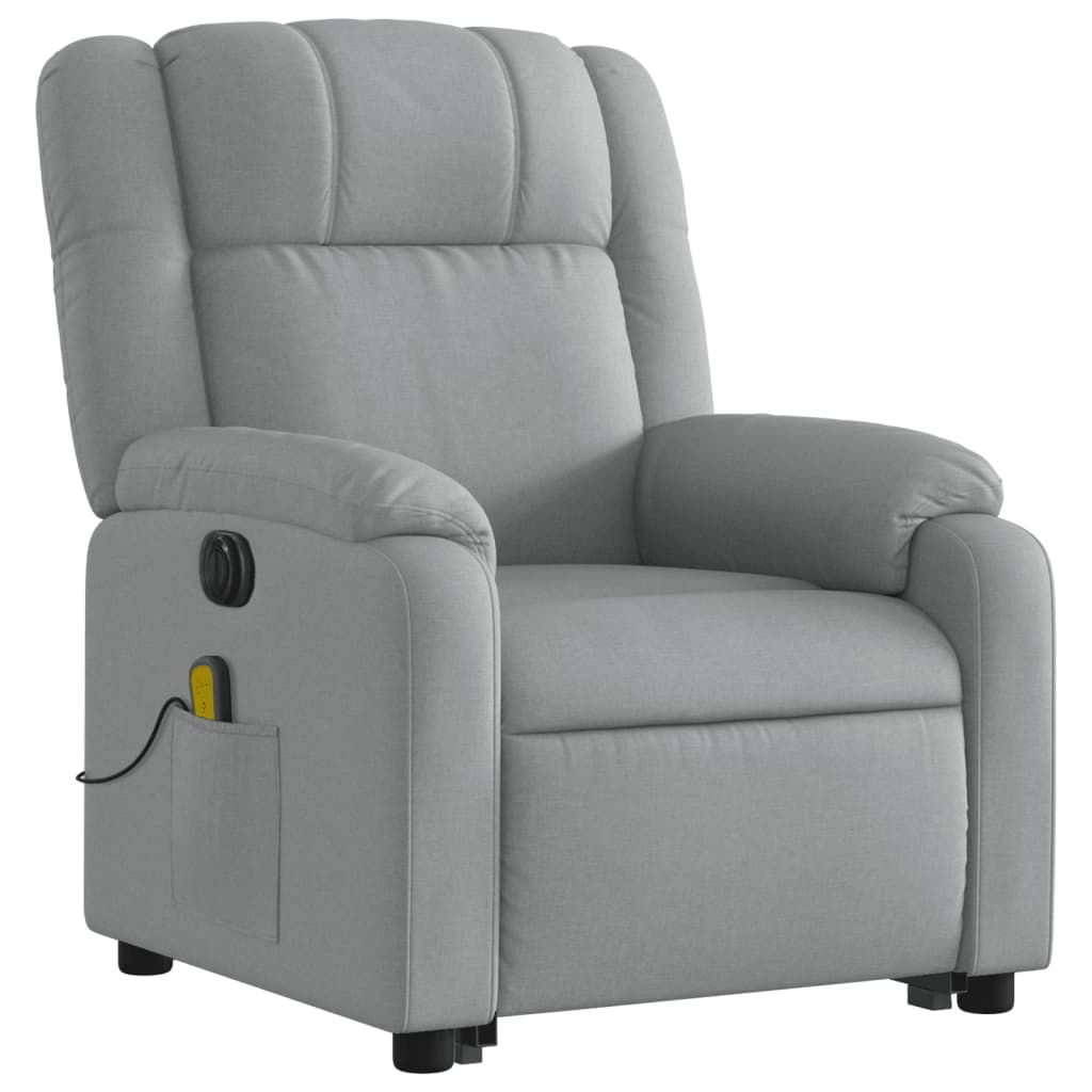 Electric Stand up Massage Recliner Chair Light Gray Fabric